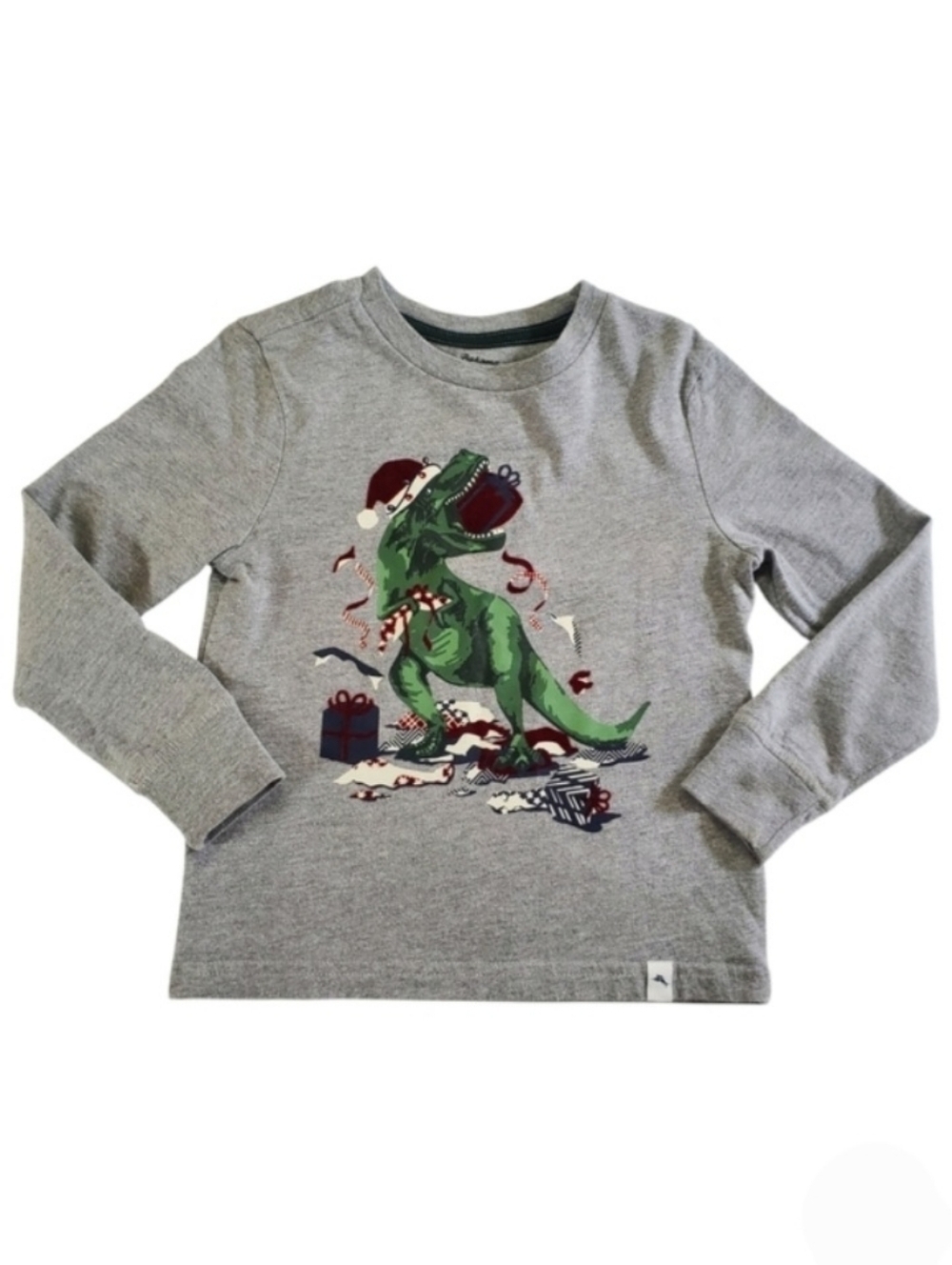 Tommy Bahama Boys Christmas Dinosaur Long Sleeve Tee Gray Size XS(4)